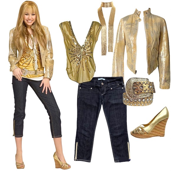 Hannah Montana’s wardrobe! Gold metal skinny scarf - Picture 6 of 8